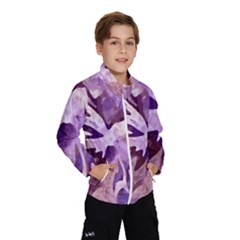 Plum Purple Abstract Floral Pattern Kids  Windbreaker by SpinnyChairDesigns