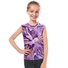 Plum Purple Abstract Floral Pattern Kids  Mesh Tank Top by SpinnyChairDesigns