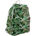 Green Brown Abstract Floral Pattern Top Flap Backpack View2