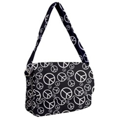 Black And White Peace Symbols Courier Bag by SpinnyChairDesigns