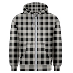 Black And White Buffalo Plaid Men s Zipper Hoodie by SpinnyChairDesigns