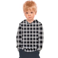 Black And White Buffalo Plaid Kids  Overhead Hoodie by SpinnyChairDesigns