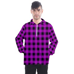 Purple Black Buffalo Plaid Men s Half Zip Pullover