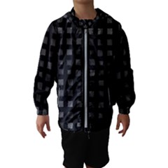 Abstract Black Checkered Pattern Kids  Hooded Windbreaker by SpinnyChairDesigns