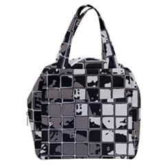 Black And White Checkered Grunge Pattern Boxy Hand Bag by SpinnyChairDesigns