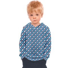 Country Blue Checks Pattern Kids  Overhead Hoodie by SpinnyChairDesigns