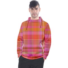 Pink Orange Madras Plaid Men s Pullover Hoodie by SpinnyChairDesigns