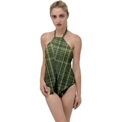 Green Madras Plaid Go With The Flow One Piece Swimsuit by SpinnyChairDesigns