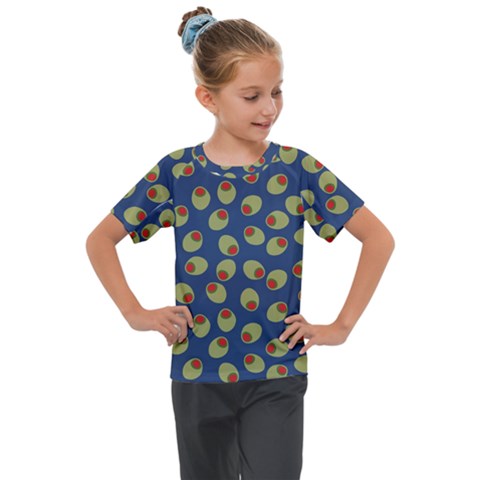 Green Olives With Pimentos Kids  Mesh Piece Tee by SpinnyChairDesigns