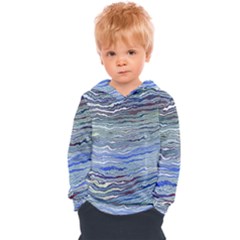 Blue Abstract Stripes Kids  Overhead Hoodie by SpinnyChairDesigns