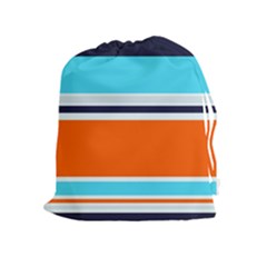 Tri Color Stripes Drawstring Pouch (xl) by tmsartbazaar