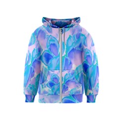 Ciclamen Flowers Blue Kids  Zipper Hoodie