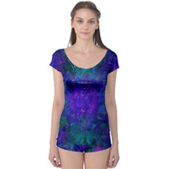 Indigo Abstract Art Boyleg Leotard  by SpinnyChairDesigns