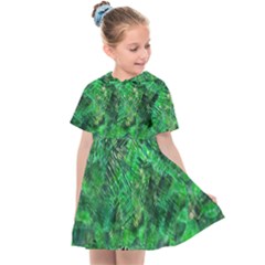 Jungle Green Abstract Art Kids  Sailor Dress by SpinnyChairDesigns