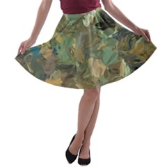 Earth Colors Abstract Art A-line Skater Skirt by SpinnyChairDesigns