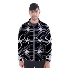 Black And White Clam Shell Pattern Men s Windbreaker by SpinnyChairDesigns