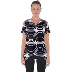 Black And White Clam Shell Pattern Cut Out Side Drop Tee by SpinnyChairDesigns