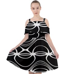 Black And White Clam Shell Pattern Cut Out Shoulders Chiffon Dress by SpinnyChairDesigns