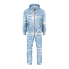 Blue And White Clam Shell Stripes Hooded Jumpsuit (kids) by SpinnyChairDesigns