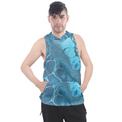 Blue Marble Abstract Art Men s Sleeveless Hoodie by SpinnyChairDesigns