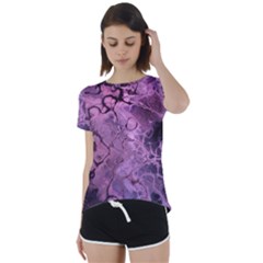 Amethyst Violet Abstract Marble Art Short Sleeve Foldover Tee