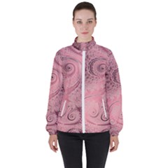 Orchid Pink And Blush Swirls Spirals Women s High Neck Windbreaker