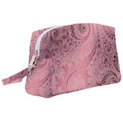 Orchid Pink And Blush Swirls Spirals Wristlet Pouch Bag (large) by SpinnyChairDesigns