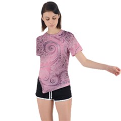 Orchid Pink And Blush Swirls Spirals Asymmetrical Short Sleeve Sports Tee by SpinnyChairDesigns