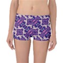 Amethyst and Pink Checkered Stripes Reversible Boyleg Bikini Bottoms View3