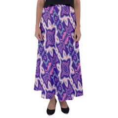 Amethyst And Pink Checkered Stripes Flared Maxi Skirt by SpinnyChairDesigns