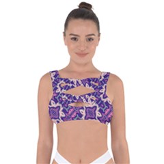 Amethyst And Pink Checkered Stripes Bandaged Up Bikini Top by SpinnyChairDesigns