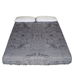 Silver Grey Decorative Floral Pattern Fitted Sheet (queen Size)