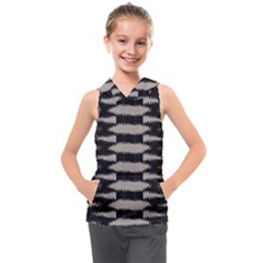 Black And White Zebra Ikat Stripes Kids  Sleeveless Hoodie