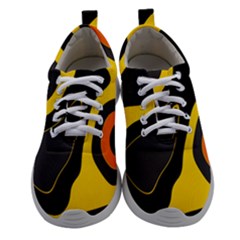 Yellow Black Orange Abstract Art Pattern Athletic Shoes by SpinnyChairDesigns