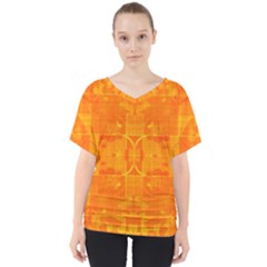 Orange Peel Abstract Batik Pattern V-neck Dolman Drape Top by SpinnyChairDesigns