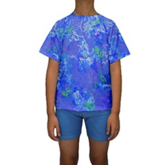 Bright Blue Paint Splatters Kids  Short Sleeve Swimwear by SpinnyChairDesigns