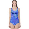 Bright Blue Paint Splatters One Piece Swimsuit View1