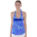 Bright Blue Paint Splatters Babydoll Tankini Top View1