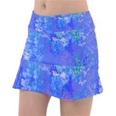 Bright Blue Paint Splatters Tennis Skorts by SpinnyChairDesigns