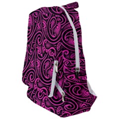 Hot Pink And Black Paisley Swirls Travelers  Backpack by SpinnyChairDesigns