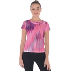 Pink Purple Diamond Pattern Short Sleeve Sports Top  by SpinnyChairDesigns