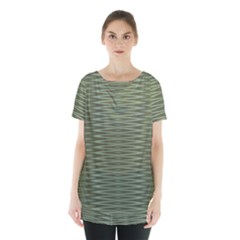 Chive And Olive Stripes Pattern Skirt Hem Sports Top by SpinnyChairDesigns