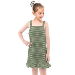 Chive And Olive Stripes Pattern Kids  Overall Dress by SpinnyChairDesigns