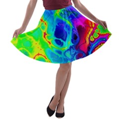 Abstract Art Tie Dye Rainbow A-line Skater Skirt by SpinnyChairDesigns