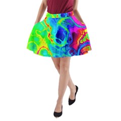 Abstract Art Tie Dye Rainbow A-line Pocket Skirt by SpinnyChairDesigns