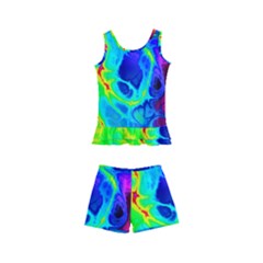 Abstract Art Tie Dye Rainbow Kids  Boyleg Swimsuit by SpinnyChairDesigns