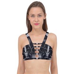 Abstract Black And White Art Cage Up Bikini Top by SpinnyChairDesigns