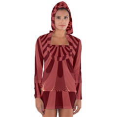 Vermilion Stripes Long Sleeve Hooded T-shirt by SpinnyChairDesigns