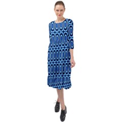 Abstract Blue Circles Mosaic Ruffle End Midi Chiffon Dress by SpinnyChairDesigns