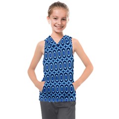 Abstract Blue Circles Mosaic Kids  Sleeveless Hoodie